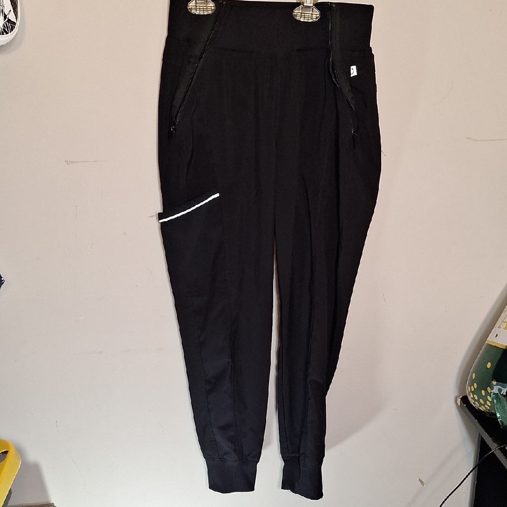 Black Jogger Pants with White Trim